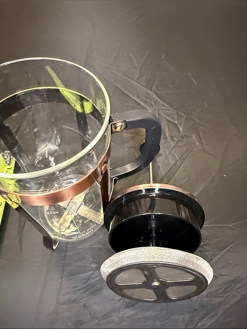 Copper-Accent French Press Coffee Maker with Black Handle - 34oz
